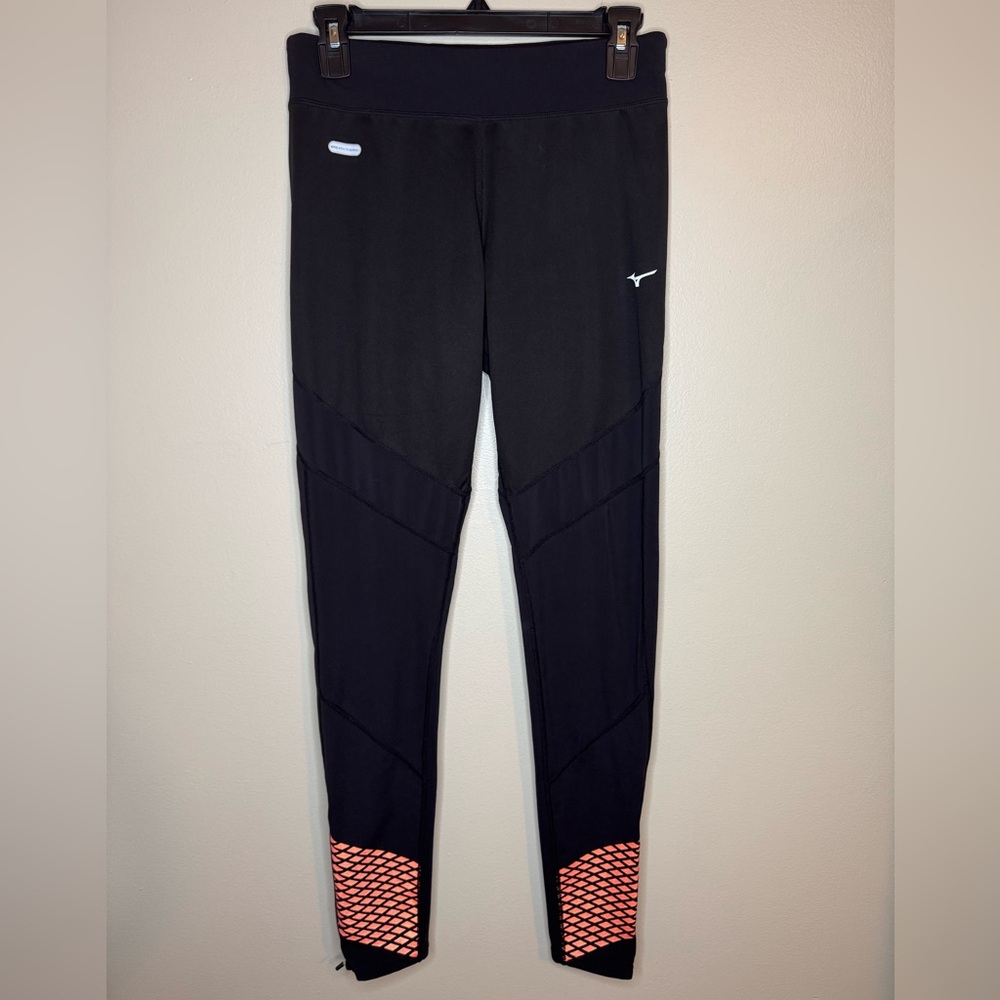 Mizuno Black Running Leggings‎ Womens M Reflective Detail